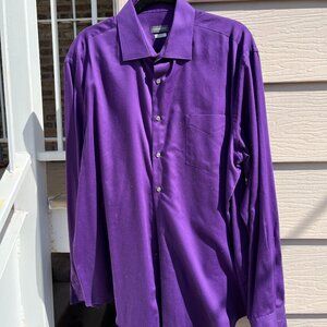 Van Heusen Men's Fitted Poplin Dress Purple Shirt